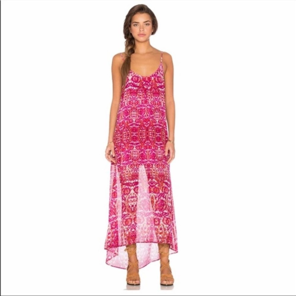 Show Me Your MuMu Turlington Maxi Dress Womens Small Pink Floral Boho Sleeveless